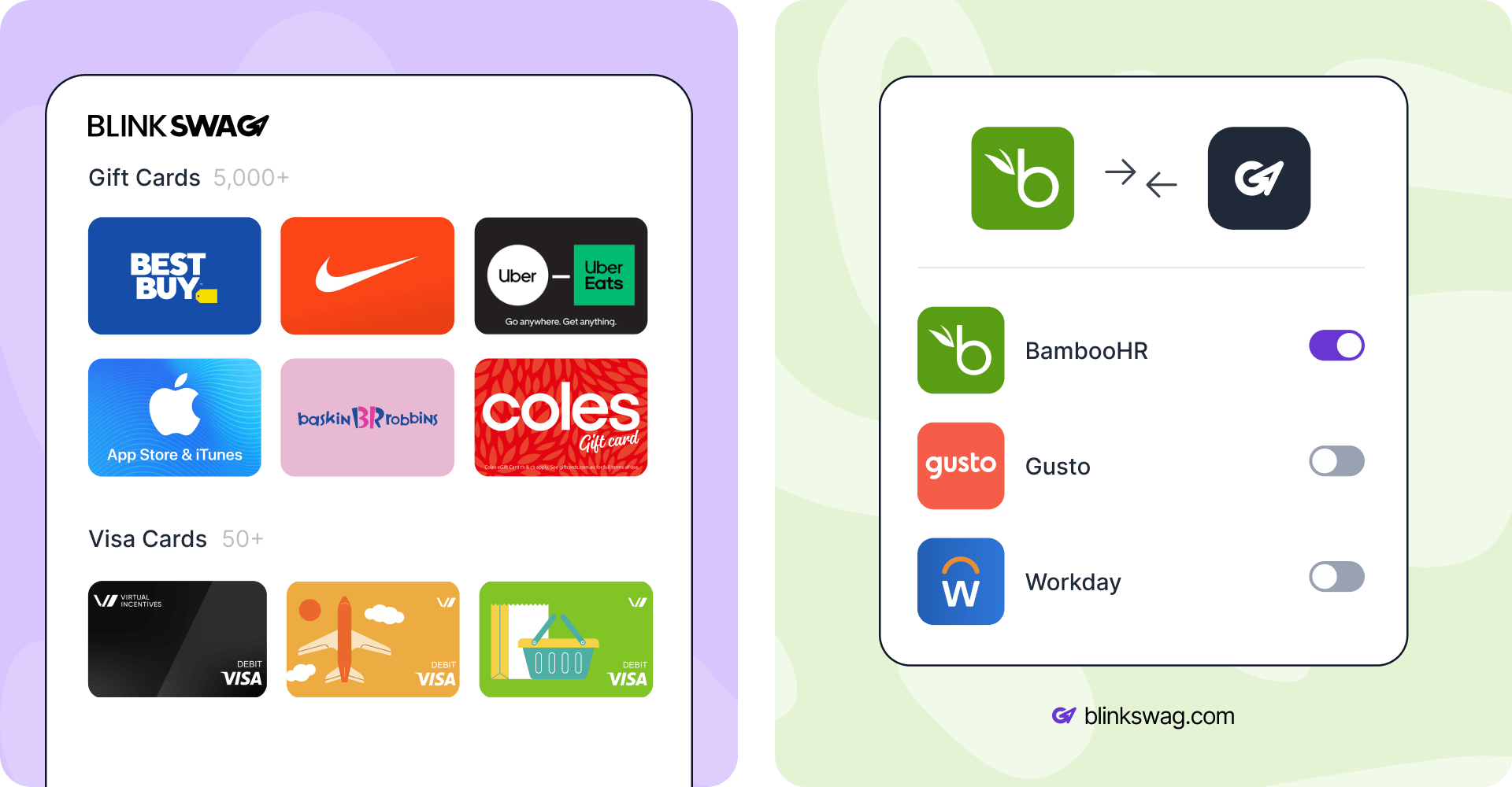 different gift card options, cash equivalent rewards, and integration features.