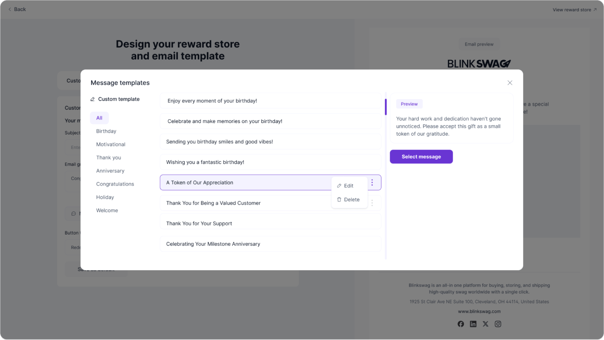 Edit / Delete Custom Templates