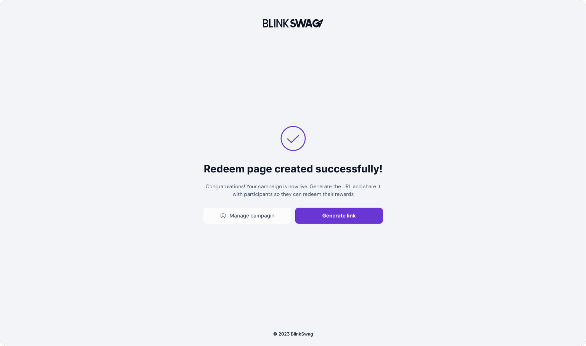 Redeem Page Created Successfully