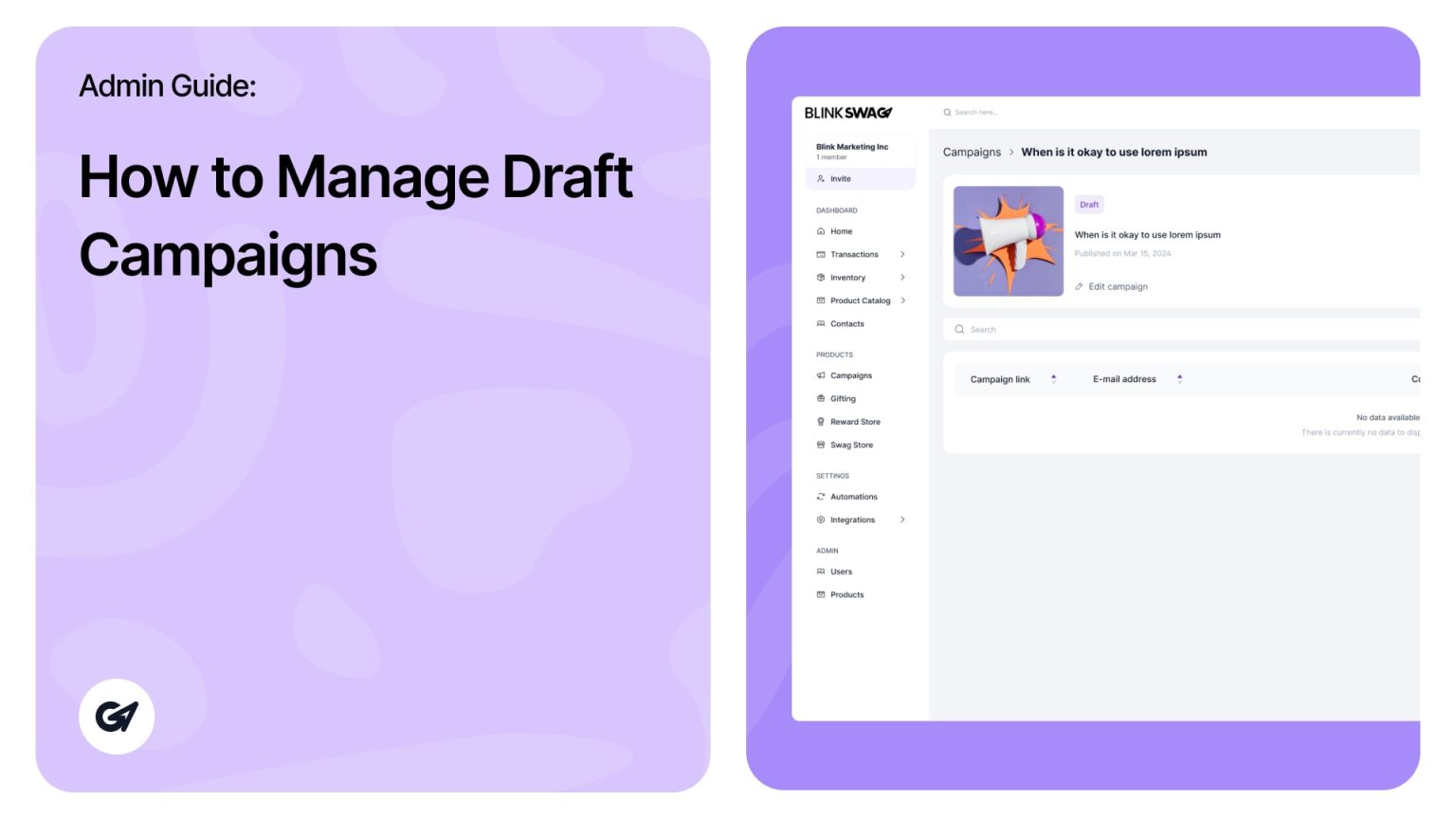 How to Manage Draft Campaigns | Admin Guide - BlinkSwag