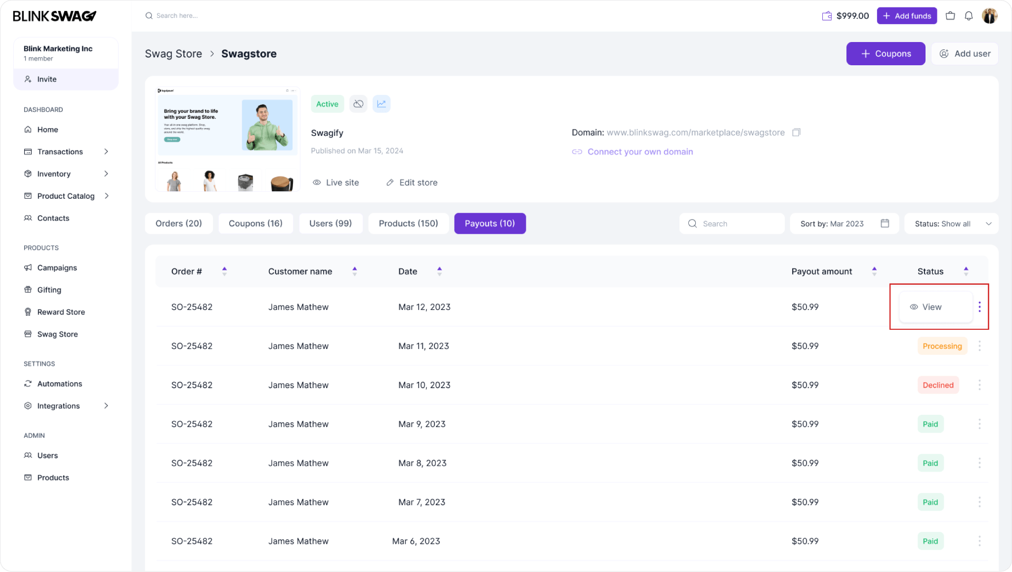 Viewing Payout Details