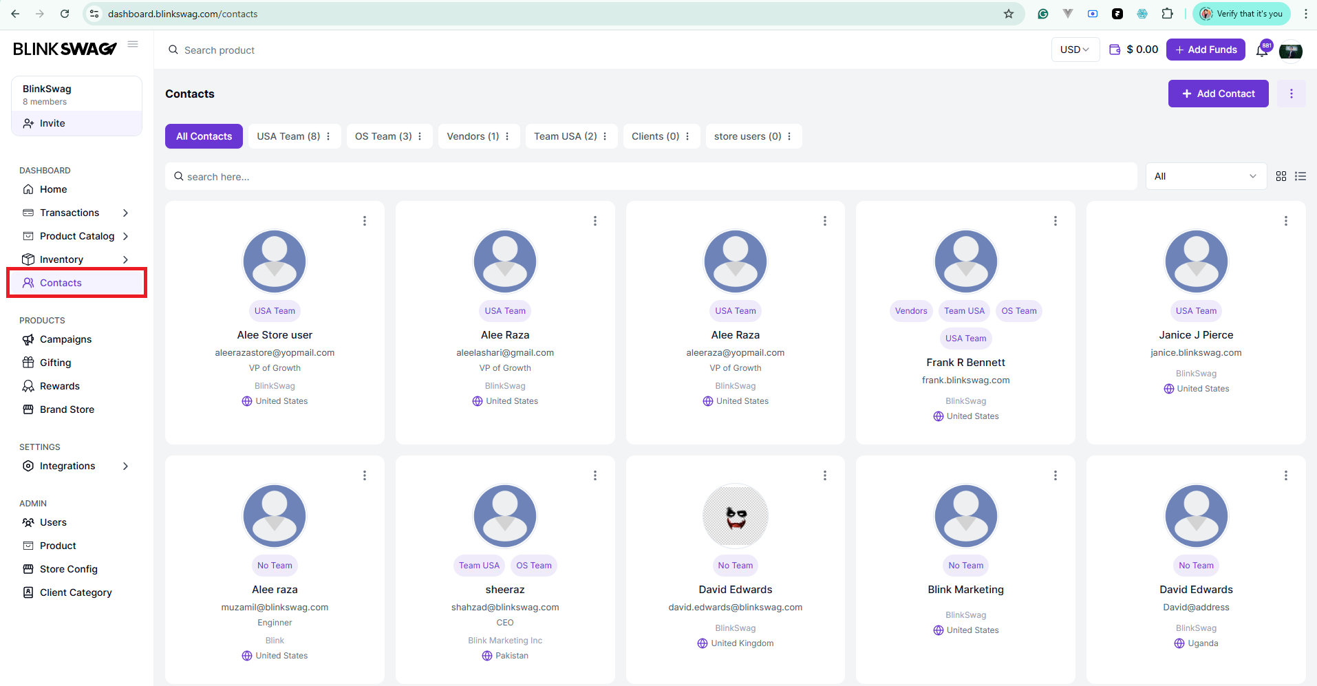 How to Manage Contacts Section in BlinkSwag | Complete Overview 1 The Contacts Section