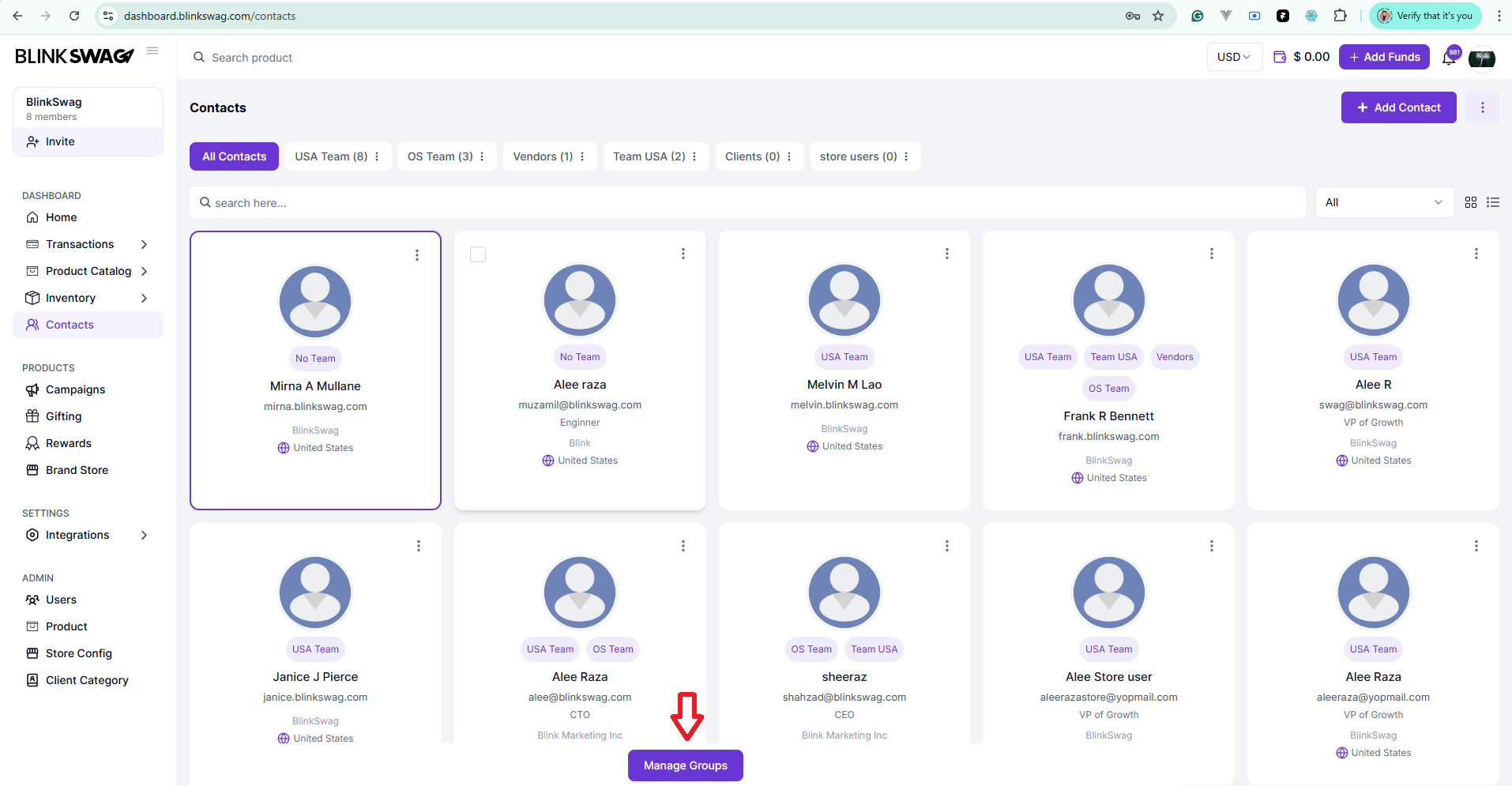 How to Manage Teams and Groups in Contacts | User Guide 2 Click the Manage Groups