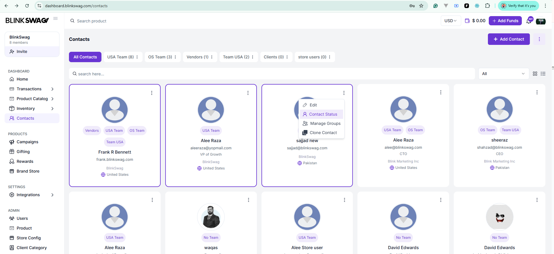 How to Manage Teams and Groups in Contacts | User Guide 3 Select multiple contacts using checkboxes
