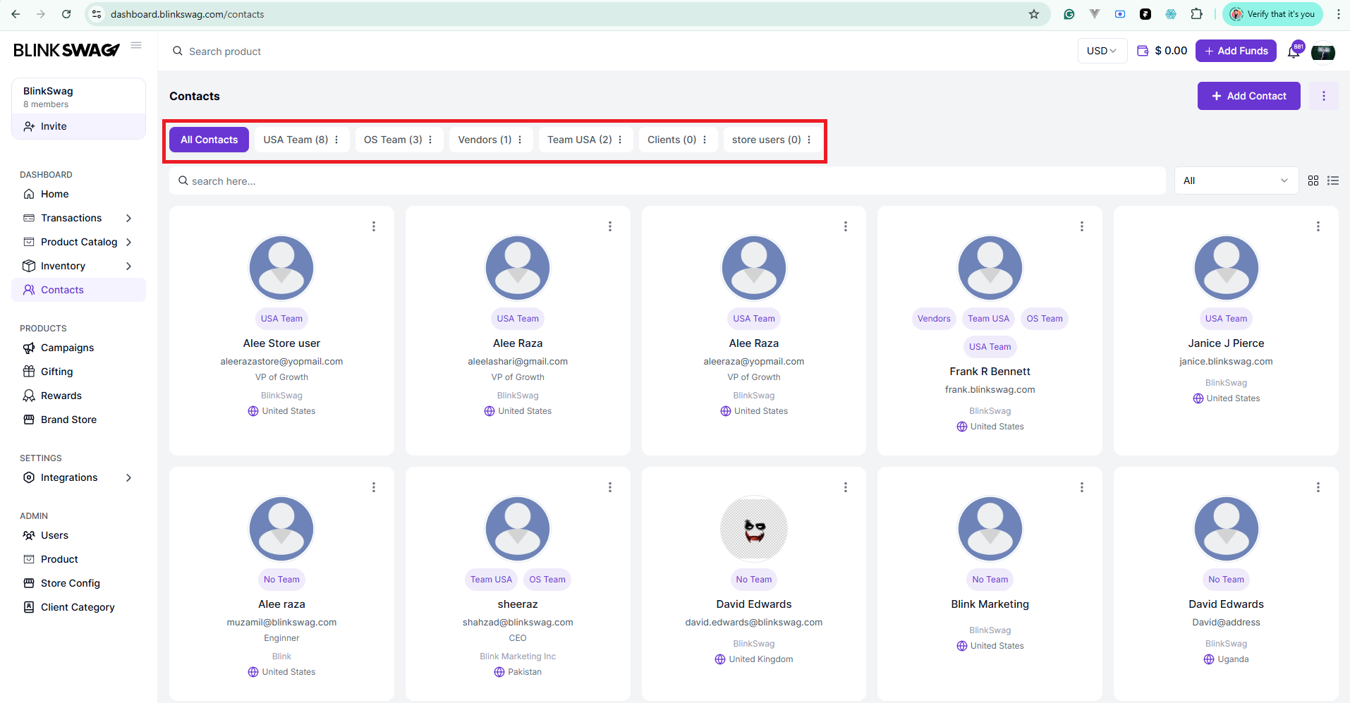 How to Manage Contacts Section in BlinkSwag | Complete Overview 3 Filters