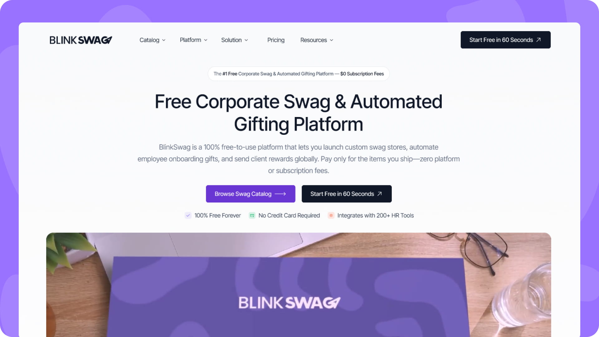 BlinkSwag - Free corporate gifting platform homepage