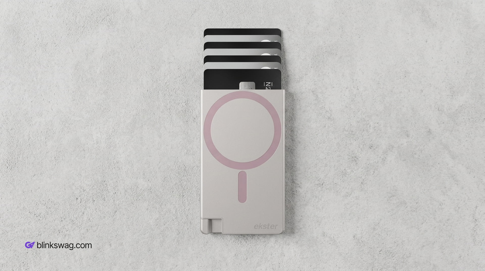 Metallic Ekster Cardholder Pro for MagSafe wallet holding payment cards.