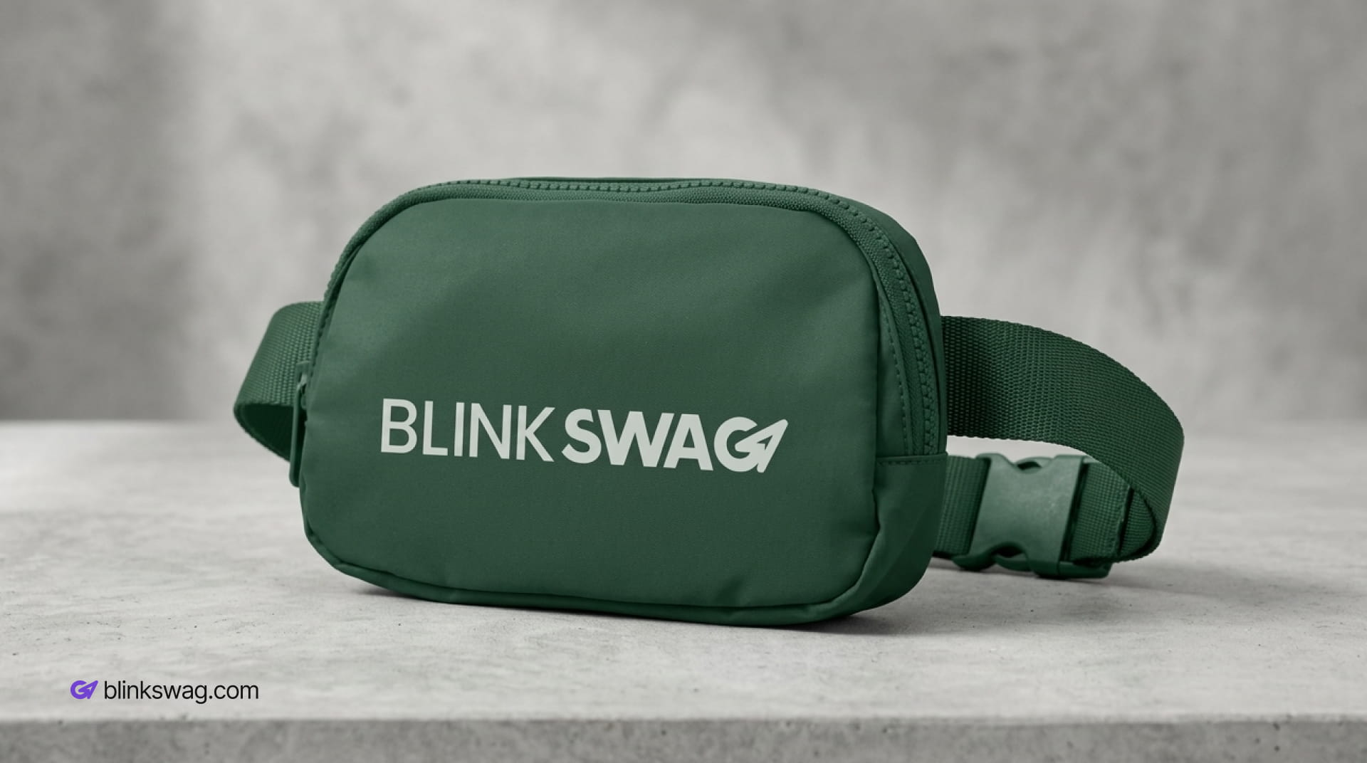 Dark green Port Authority® Matte Hip Pack with custom logo branding.