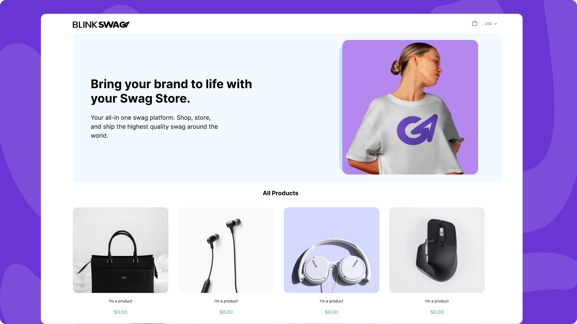 BlinkSwag corporate Swag store / redemption store.