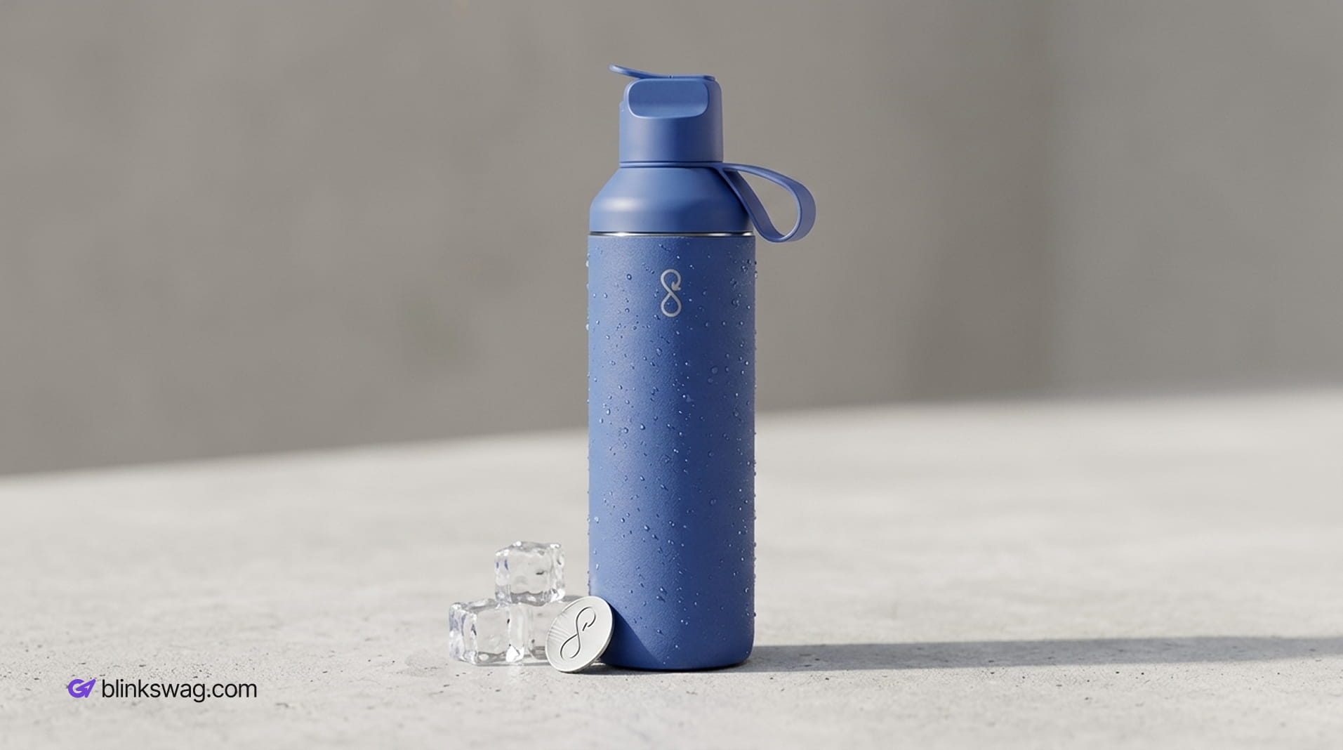 Blue Ocean Blue insulated stainless steel bottle.